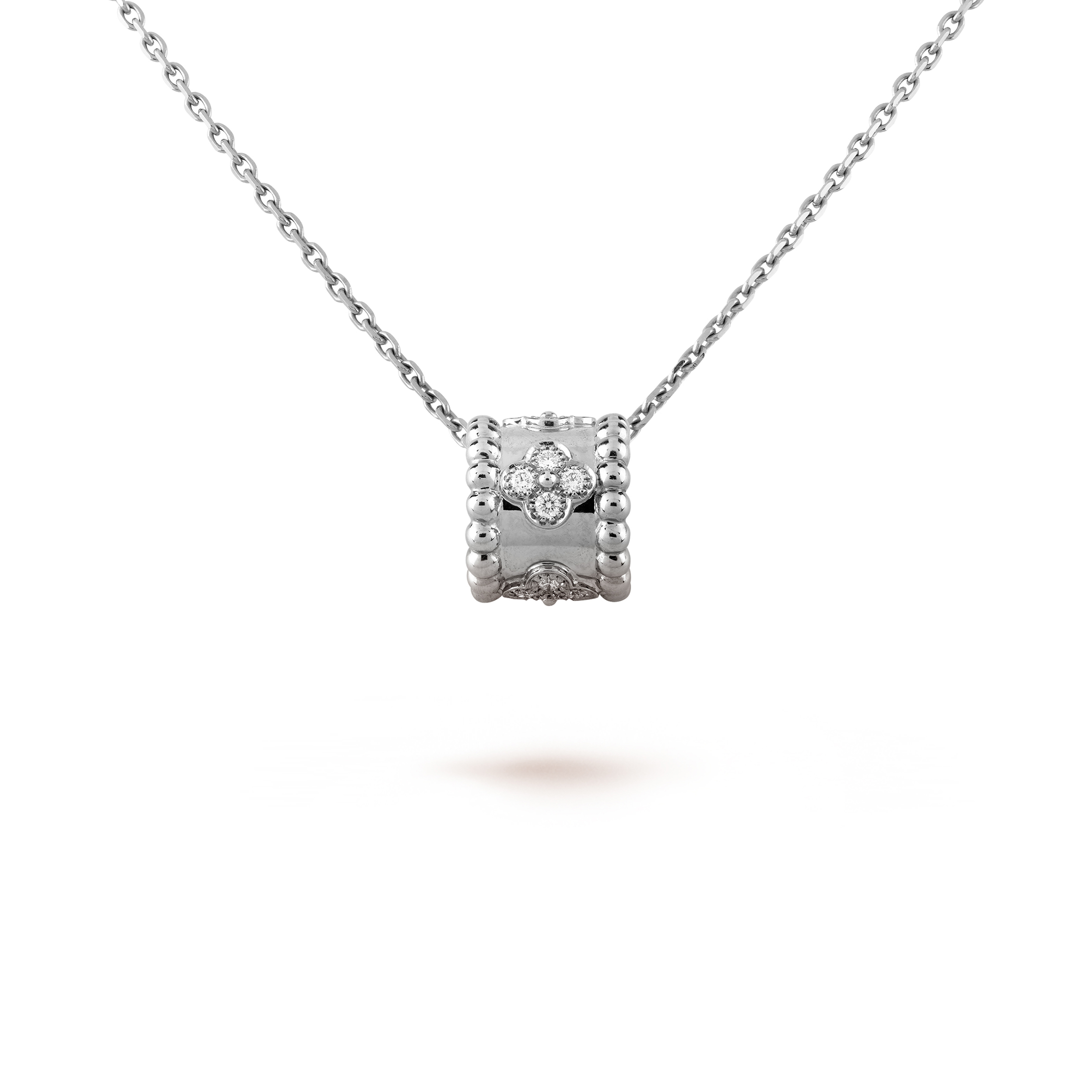 v*n cl*f arpels perlÉe clovers pendant - white gold, Di*m*nd  vcaro2ef00